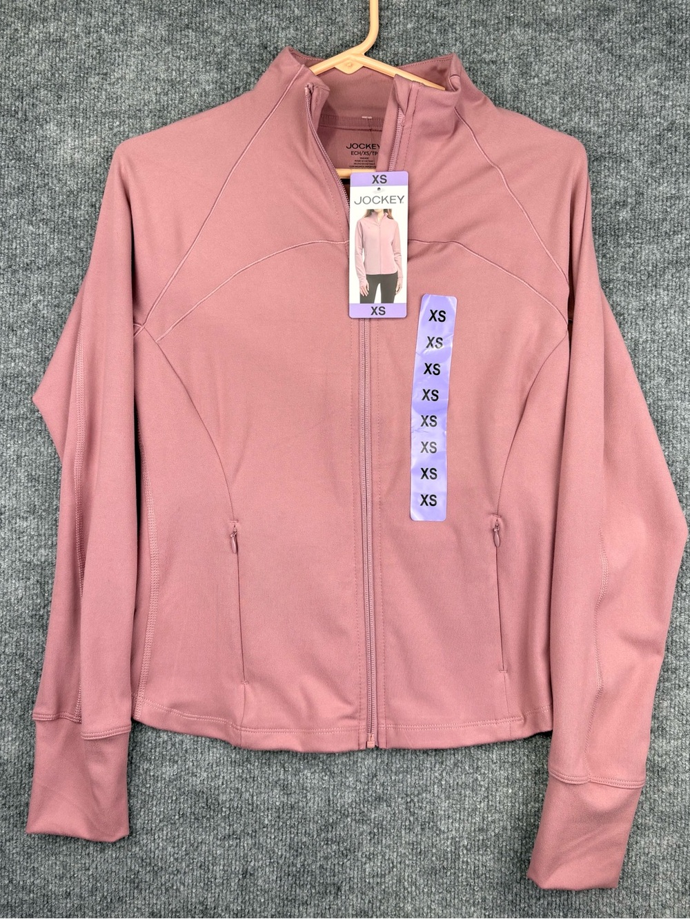 Jockey Women's Satin Stitch Yoga Jacket XS Nostalgia Rose Zip Long Sleeve